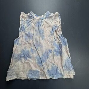 Cloth & Stone Sleeveless Top Women's M Blue Tie Dye Linen Boho Anthropologie